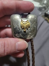 Gravata bolo de couro vintage prata esterlina e latão década de 1970 comprar usado  Enviando para Brazil