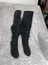 BOTAS GIANNINI BINI CAMURÇA PRETA JOELHO ALTO TAMANHO 7M 3” Salto agulha biqueira redonda comprar usado  Enviando para Brazil