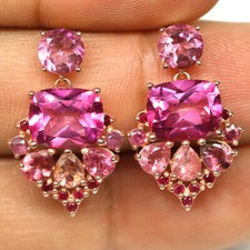 925 Sterlingsilber 8 x 10 Mm. Pink Mystic Topas, Turmalin & Rubin Ohrringe comprar usado  Enviando para Brazil