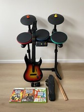 Conjunto de bateria Guitar Hero + guitarra Sunburst - Xbox 360 - Testado e 100% funcionando! comprar usado  Enviando para Brazil