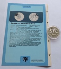 Moeda 1980 Zâmbia 10 Kwacha prata prova UNICEF ano internacional da criança, usado comprar usado  Enviando para Brazil