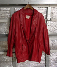 Jaqueta feminina vintage de couro vermelha Vakko dos anos 1980 média comprar usado  Enviando para Brazil
