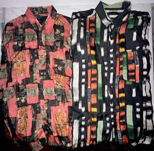 Lote: Camisas masculinas geométricas de seda Santana tamanho GRANDE (2 no total) clássicas, usado comprar usado  Enviando para Brazil