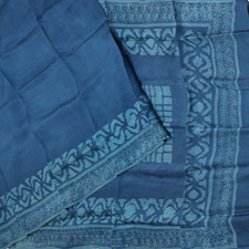 Sari Vintage Blu 100% Sete Pura Stampato Batik 5YD Tessuto Per Artigianato comprar usado  Enviando para Brazil
