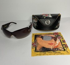 Óculos de sol feminino Ed Hardy strass caveira tartaruga estojo pano Y2K comprar usado  Enviando para Brazil