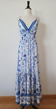 Usado, Maxi Vestido Anthropologie Nuevo Talla Grande Blanco Azul Floral Abuela Grecia Boho segunda mano  Embacar hacia Argentina