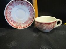 Taza y platillo vintage con borde floral rojo/rosa Walker China segunda mano  Embacar hacia Argentina