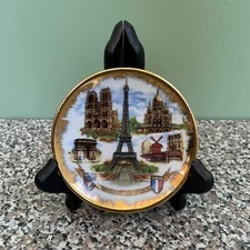 Torre Eiffel em miniatura, prato de lembrança de Paris, borda dourada, raro comprar usado  Enviando para Brazil