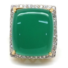925 Argento Sterling 21 x 24 MM Verde Agata & Zircone Massiccio Misura Anello na sprzedaż  Wysyłka do Poland