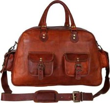 Bolsa masculina de couro genuíno grande vintage viagem academia fim de semana para pernoite comprar usado  Enviando para Brazil