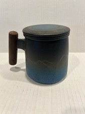 Taza de té de cerámica con infusor y tapa tazas de té mango de palo de rosa 400 ml azul segunda mano  Embacar hacia Mexico