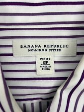 Camisa social feminina Banana Republic tamanho 12p sem ajuste de ferro listrada roxa comprar usado  Enviando para Brazil