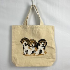 Três filhotes fofos Beagle filhote cachorro bege bronzeado tecido sacola de compras, usado comprar usado  Enviando para Brazil