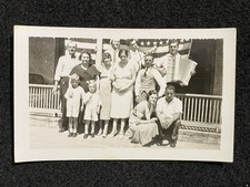 Foto instantânea antiga de família com bandeira americana instrumentos de banjo e acordeão comprar usado  Enviando para Brazil