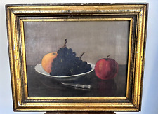 Usado, Antigua pintura al óleo sobre lienzo bodegón original con fruta enmarcada 17,5" x 14. segunda mano  Embacar hacia Argentina