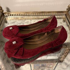 Sapatos femininos Baby Phat tamanho 7M camurça vermelha sapatilhas de balé flor gema conforto Éden, usado comprar usado  Enviando para Brazil