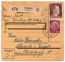 Paketkarte grünberg schlesien gebraucht kaufen  Waldershof