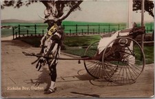 Cartão postal c1910s DURBAN, África do Sul RPPC "Ricksha Boy" foto real colorida à mão comprar usado  Enviando para Brazil