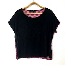 Blusa feminina FOREVER 21 tamanho M preta/rosa manga curta gola redonda comprar usado  Enviando para Brazil