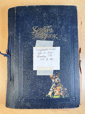 Libro de recortes de fotos Brawley California 1934 trozos de boletos etiquetas de regalo envoltorios de goma más segunda mano  Embacar hacia Mexico