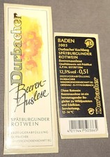 Weinetikett 2003 durbacher gebraucht kaufen  Eckelsheim, Gau-Bickelheim, Wonsheim