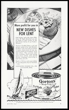 1942 GORTON'S Bolos de Bacalhau em Lata ou Caixa Decoração de Cozinha Antigo ANÚNCIO IMPRESSO comprar usado 1942 GORTON'S Bolos de Bacalhau em Lata ou Caixa Decoração de Cozinha Antigo ANÚNCIO IMPRESSO comprar usado  Enviando para Brazil