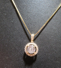 PINGENTE CLUSTER DE DIAMANTE OURO 14K 2 TONS 0,25 tcw com 16,5" CADEIA 2,91 gr (G133039-3 comprar usado  Enviando para Brazil