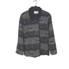 Casaco de lã polar vintage cenas de lago tamanho XL FS Ltd canoas cabine EUA comprar usado  Enviando para Brazil
