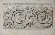 Gravura arquitetônica clássica antiga de 1824 capitéis frisos folha de palmeta, usado comprar usado  Enviando para Brazil