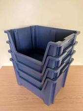 4x Cajas de almacenamiento de piezas de plástico para recoger pedidos con nido de pila frontal con cuchara segunda mano  Embacar hacia Mexico