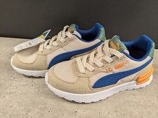 Usado, Novo com etiquetas Puma Graviton Sapatos Infantis Unissex Tamanho 12 Cadarço Azul Laranja Bronzeado Espuma Macia comprar usado  Enviando para Brazil