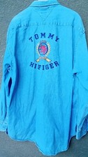 Camisa jeans vintage Tommy Hilfiger costas grandes soletrar tamanho G comprar usado  Enviando para Brazil