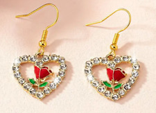 Orecchini cuore rosa usato  Sale
