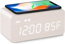 Usado, Despertador duplo digital de madeira com carregamento sem fio 0-100% dimmer novo SEM CAIXA comprar usado  Enviando para Brazil