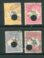 Lote de cangurus usados (furo perfurado) AUSTRÁLIA 1915-27 para £2 4 selos comprar usado  Enviando para Brazil
