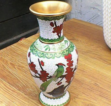 White cloisonne vase for sale  HYTHE