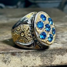 Aquamarine signet ring d'occasion  Nogent-sur-Marne