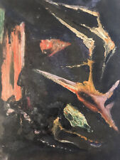 Pintura muito bonita abstrata painel de óleo madeira 1950 abstração para identificar comprar usado  Enviando para Brazil