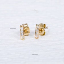 Brincos de ouro maciço 14k naturais com 4 mini barras de diamante hélice, tachas de barra de lóbulo comprar usado  Enviando para Brazil