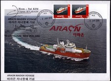 Correio marítimo N Z. Araon Maiden Voyage to Lyttelton, duas CALS de 50c, assinadas., usado comprar usado  Enviando para Brazil