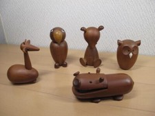SENSHUKAI ROYAL PET Animales de Madera Juguetes Set de 5 Estatuillas de Madera Antiguo Japón segunda mano  Embacar hacia Mexico