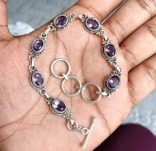 Usado, Pulseira de ametista prata esterlina 925 feita à mão joias femininas presente para ela comprar usado  Enviando para Brazil