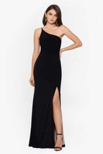 Vestido novo com etiquetas XSCAPE forro contrastante um ombro preto rosa tamanho 12 um ombro, usado comprar usado  Enviando para Brazil