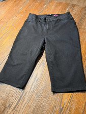 Shorts longo 18W Faith Jeans preto botão duplo capris skimmers pedal empurradores comprar usado  Enviando para Brazil
