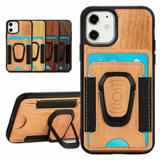 Capa traseira suporte madeira real cartão de crédito para iPhone 12 11 Pro XR 7 8 XS Max comprar usado  Enviando para Brazil