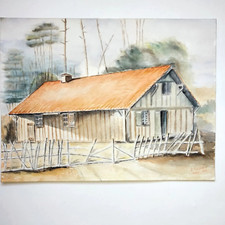 Maison torchis aquarelle d'occasion  Chancelade