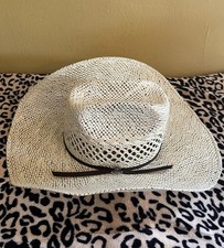 Chapéu de cowboy Ariat masculino natural tecido torcido palha usado comprar usado  Enviando para Brazil