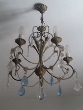 Lampadario  in ferro battuto Anni "60 con Decorazio in vetro Opera Artigianale comprar usado  Enviando para Brazil