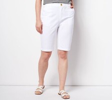 Denim & Co. Bermuda de sarja regular EasyWear branca 18W nova comprar usado  Enviando para Brazil