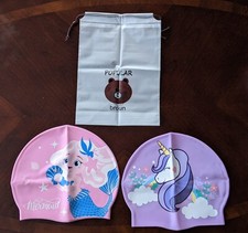 Bonés de natação de silicone sereia e unicórnio para crianças - Tamanho único com bolsa de armazenamento comprar usado  Enviando para Brazil